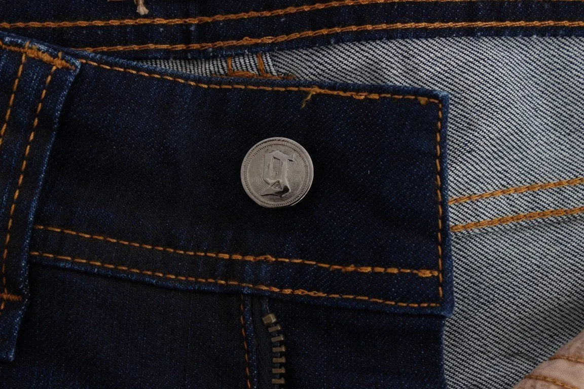Blue Wash Cotton Blend Slim Fit Jeans