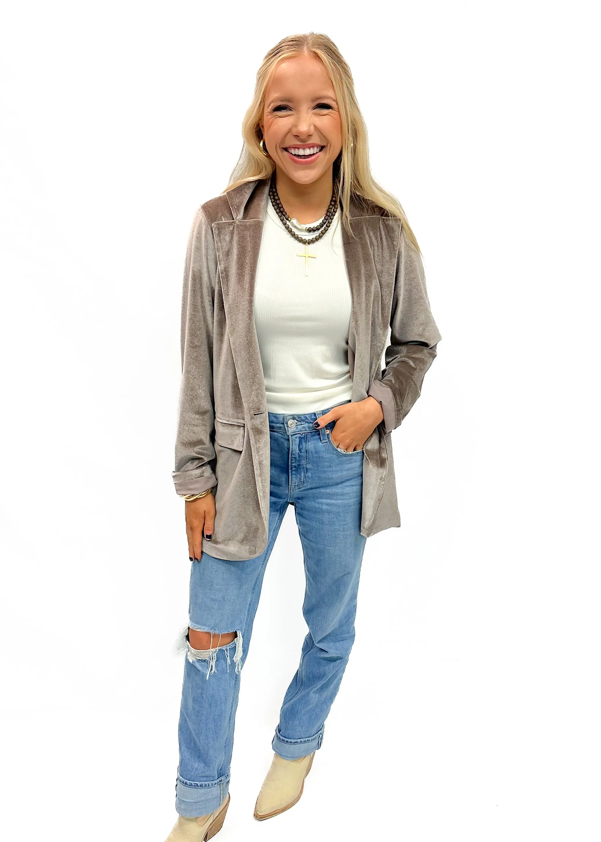 Bobi Boyfriend Blazer - Taupe