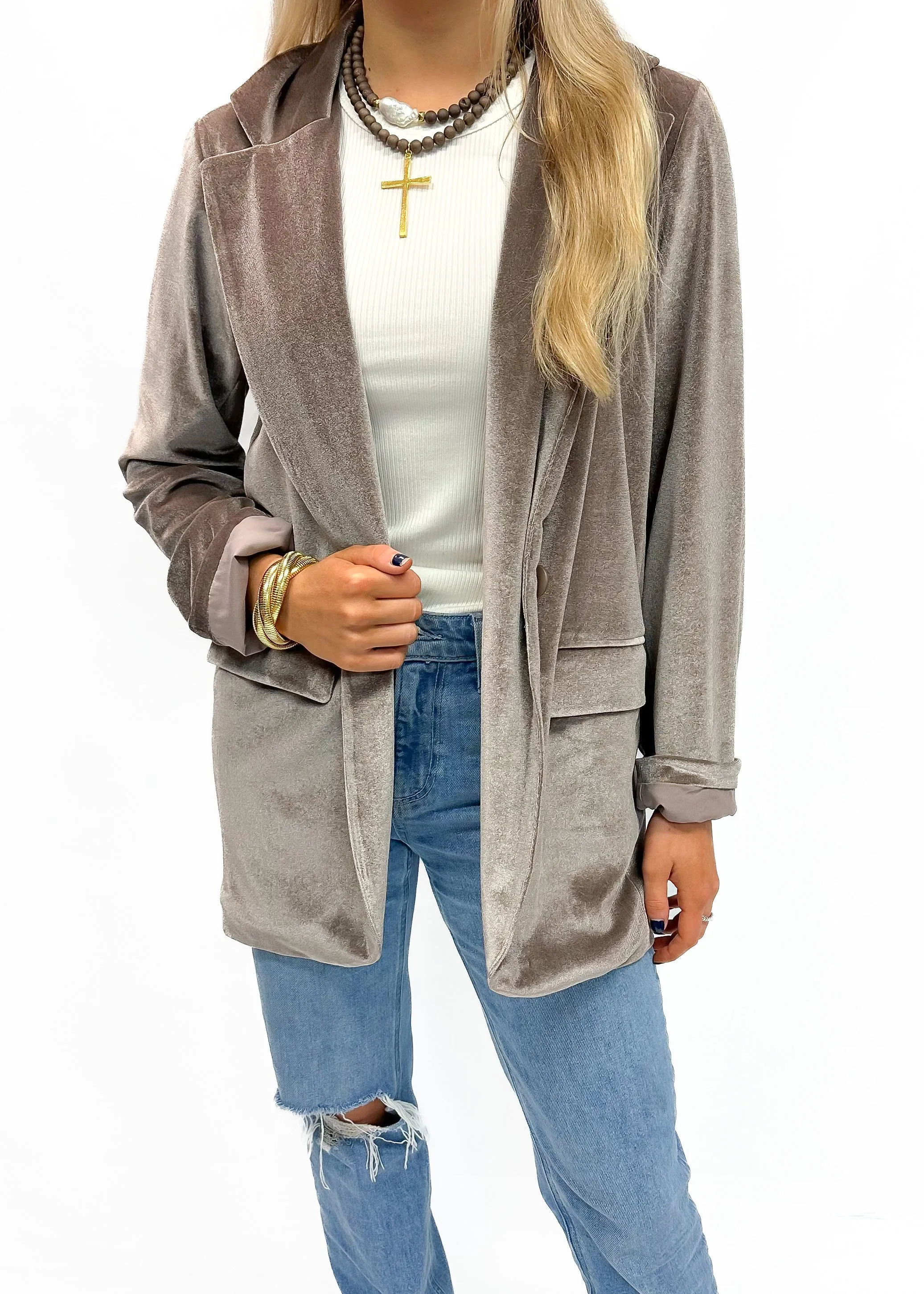 Bobi Boyfriend Blazer - Taupe