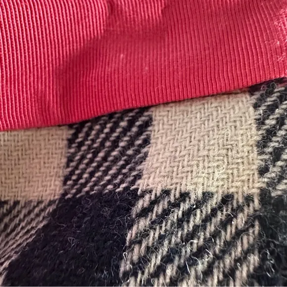 Boden British Mallalieus Tweed Coral Blue Check Wool Pencil Skirt UK 12L US 8L