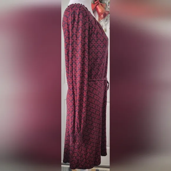 Boden Lucille Jersey Tunic Dress Women's 10 Tall Red &amp; Navy A Line Long-sleeved