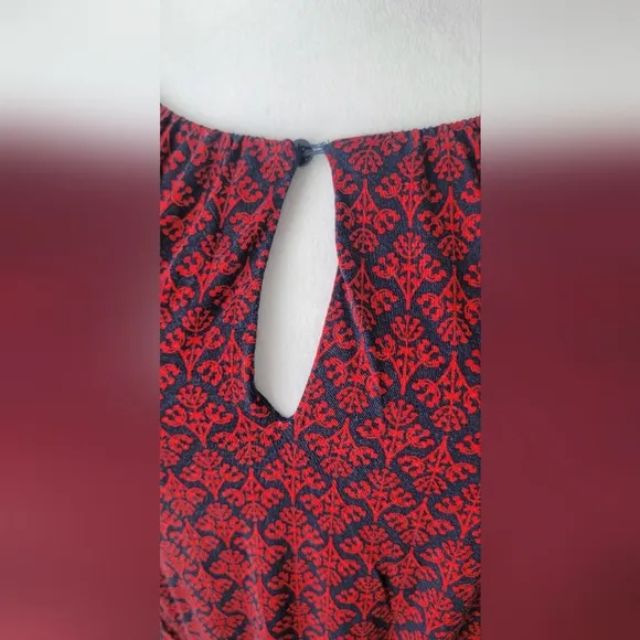 Boden Lucille Jersey Tunic Dress Women's 10 Tall Red &amp; Navy A Line Long-sleeved
