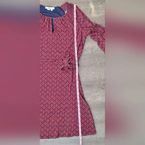 Boden Lucille Jersey Tunic Dress Women's 10 Tall Red &amp; Navy A Line Long-sleeved