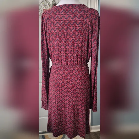 Boden Lucille Jersey Tunic Dress Women's 10 Tall Red &amp; Navy A Line Long-sleeved