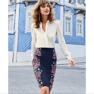 Boden Navy Floral Richmond Pencil Skirt size 4