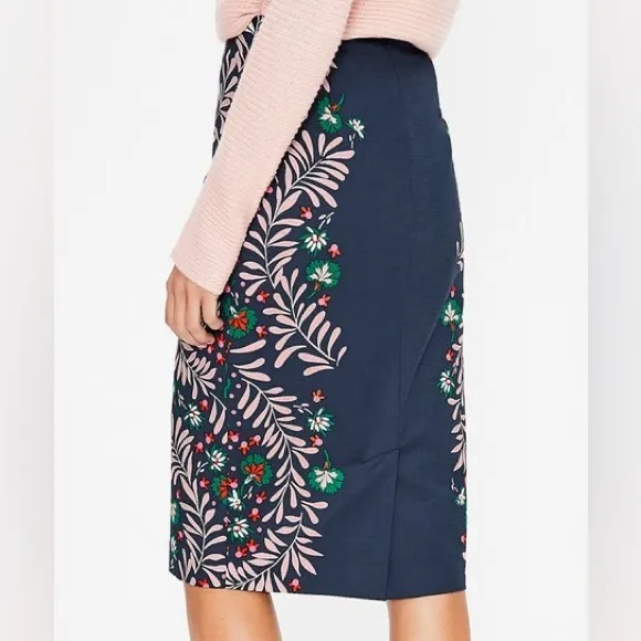 Boden Navy Floral Richmond Pencil Skirt size 4