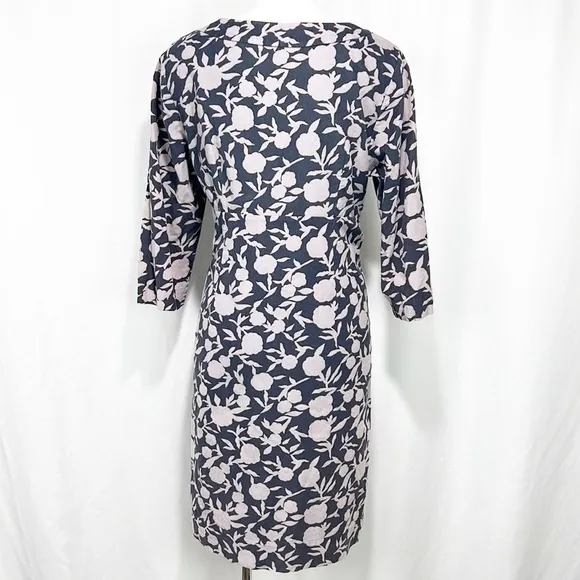 BODEN Printer Floral Corduroy 3/4 Sleeve Dress Pink &amp; Gray 10L 10 Long