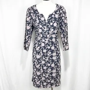 BODEN Printer Floral Corduroy 3/4 Sleeve Dress Pink &amp; Gray 10L 10 Long