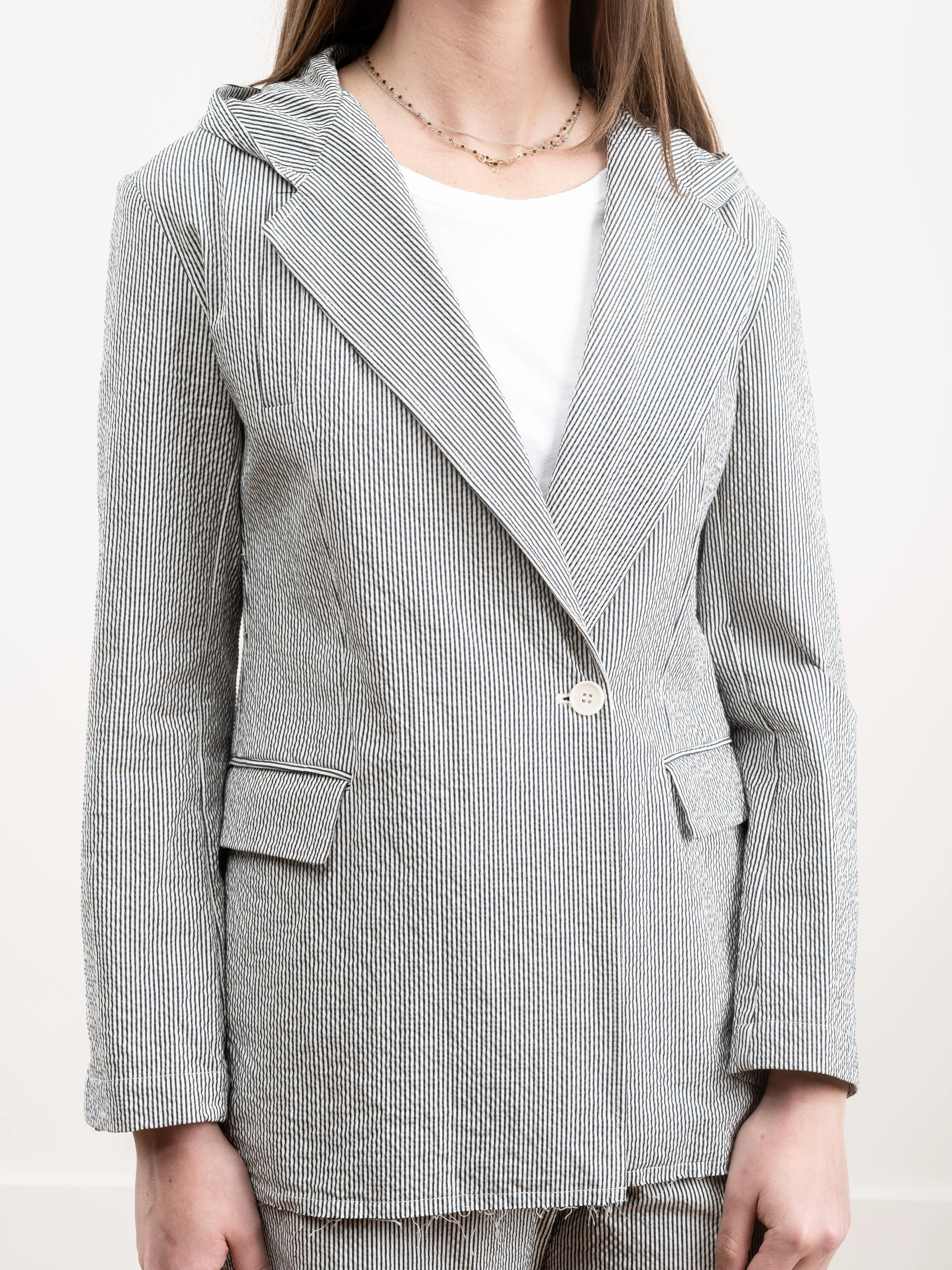 bond jacket w/ hoody - seersucker