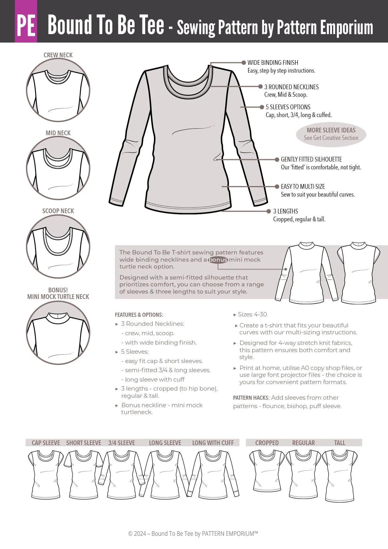Bound To Be | Wide Binding T-Shirt Sewing Pattern