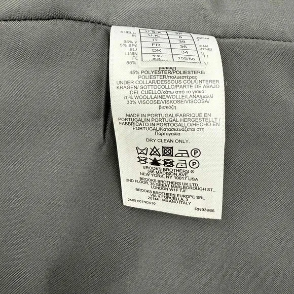 Brooks Brothers Petite Gray Striped Blazer Jacket Wool Blend Size 2