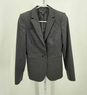 Brooks Brothers Petite Gray Striped Blazer Jacket Wool Blend Size 2