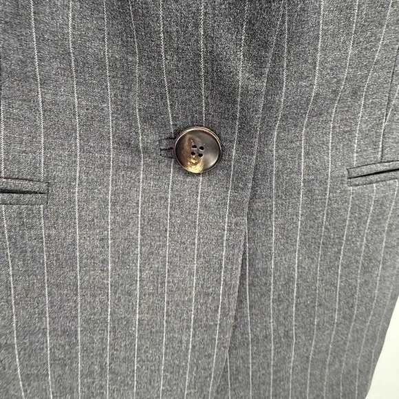 Brooks Brothers Petite Gray Striped Blazer Jacket Wool Blend Size 2