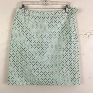 BROOKS BROTHERS white and light blue eyelet knee length skirt