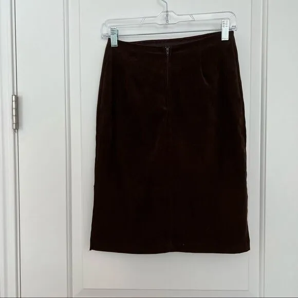 Brown faux suede vintage pencil skirt S