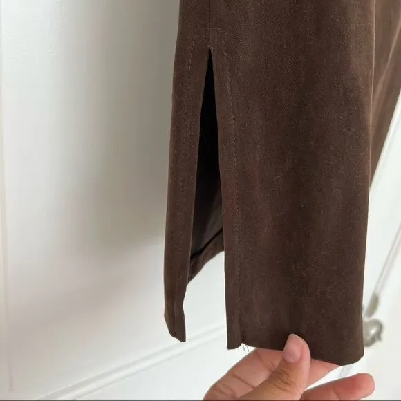 Brown faux suede vintage pencil skirt S