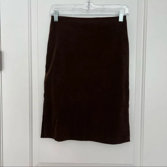 Brown faux suede vintage pencil skirt S