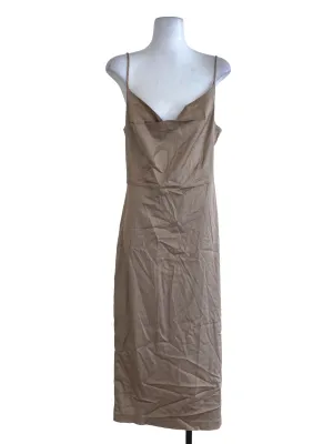 Brown Plain Sheath Dress