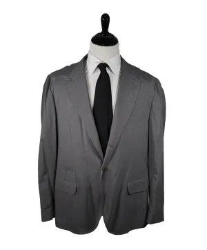 BRUNELLO CUCINELLI - Solid Gray 2-3 Button Roll Wool/Silk Blazer - 50R
