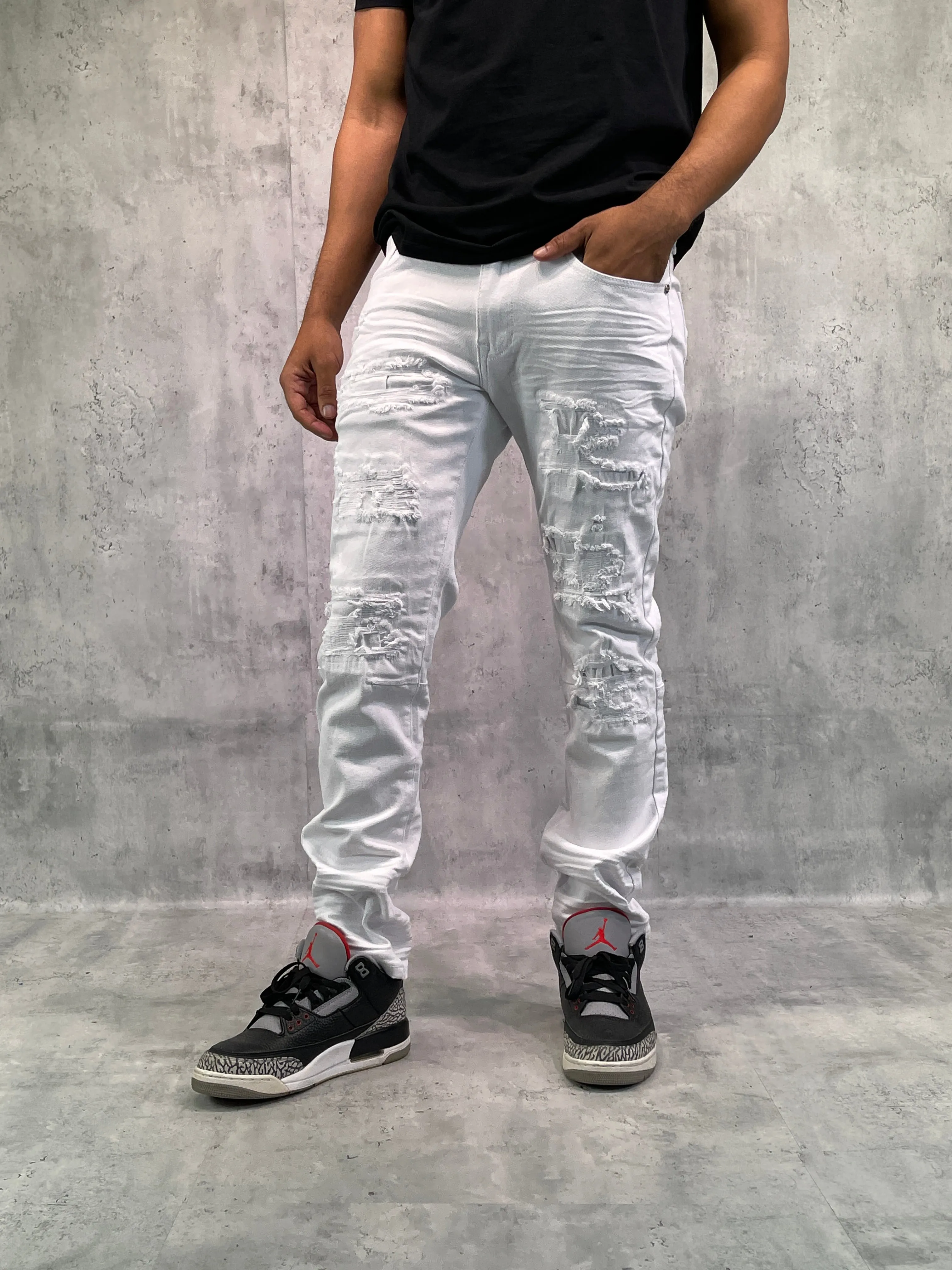 BTP23087: Rip & Repair Slim Fit Denim Pants
