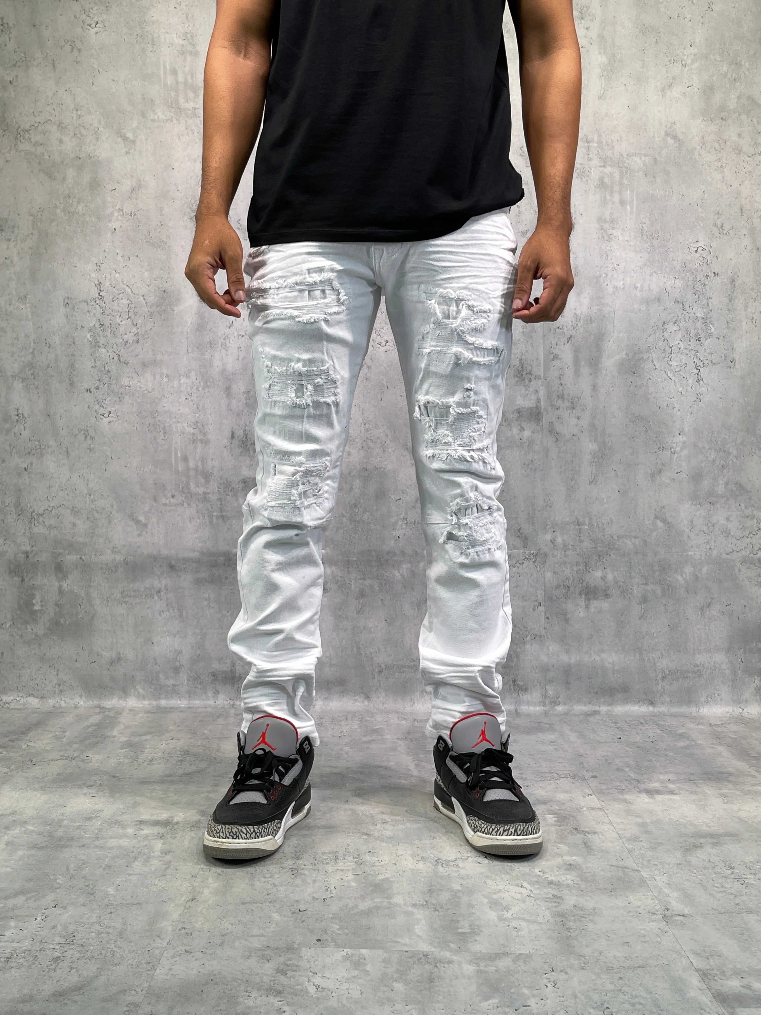BTP23087: Rip & Repair Slim Fit Denim Pants