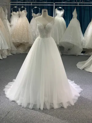 BYG lace up A line wedding dress