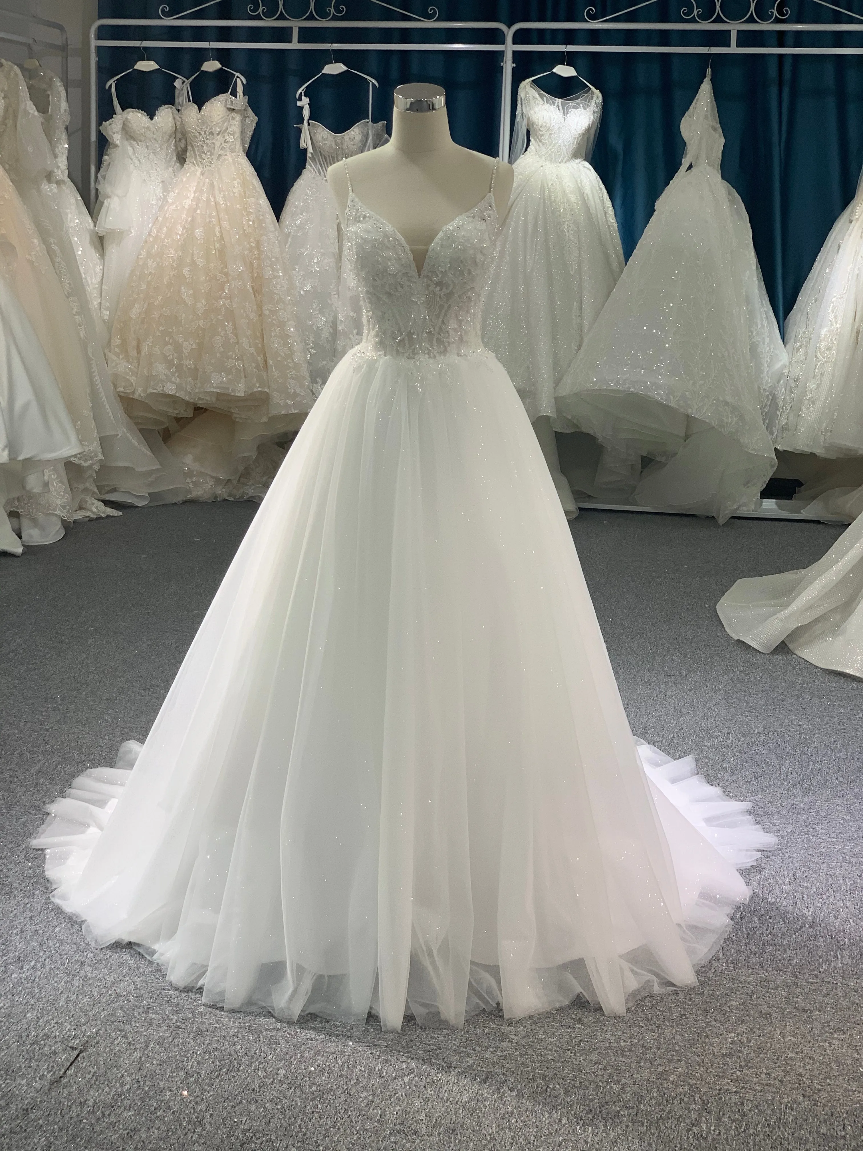 BYG lace up A line wedding dress