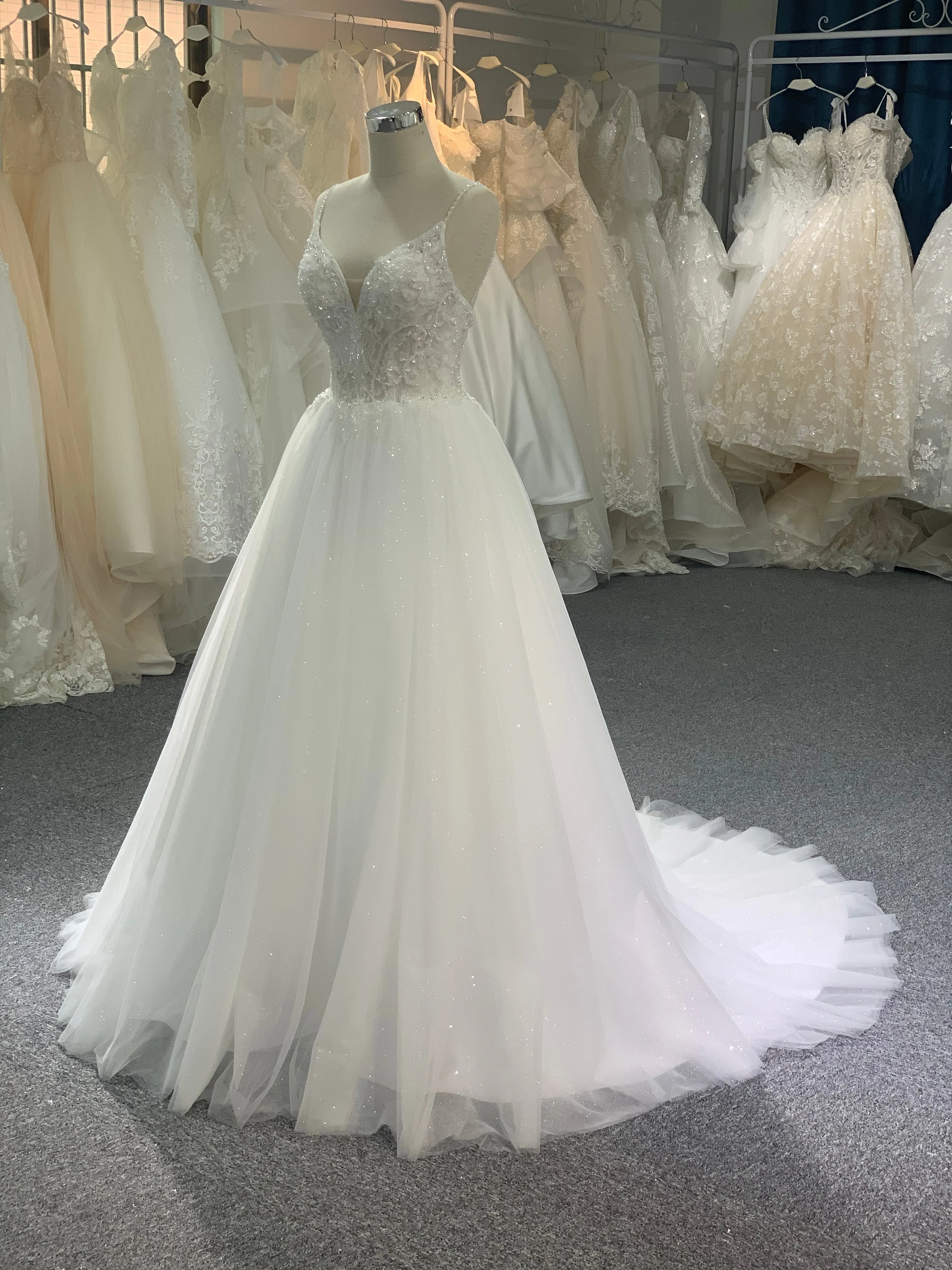 BYG lace up A line wedding dress