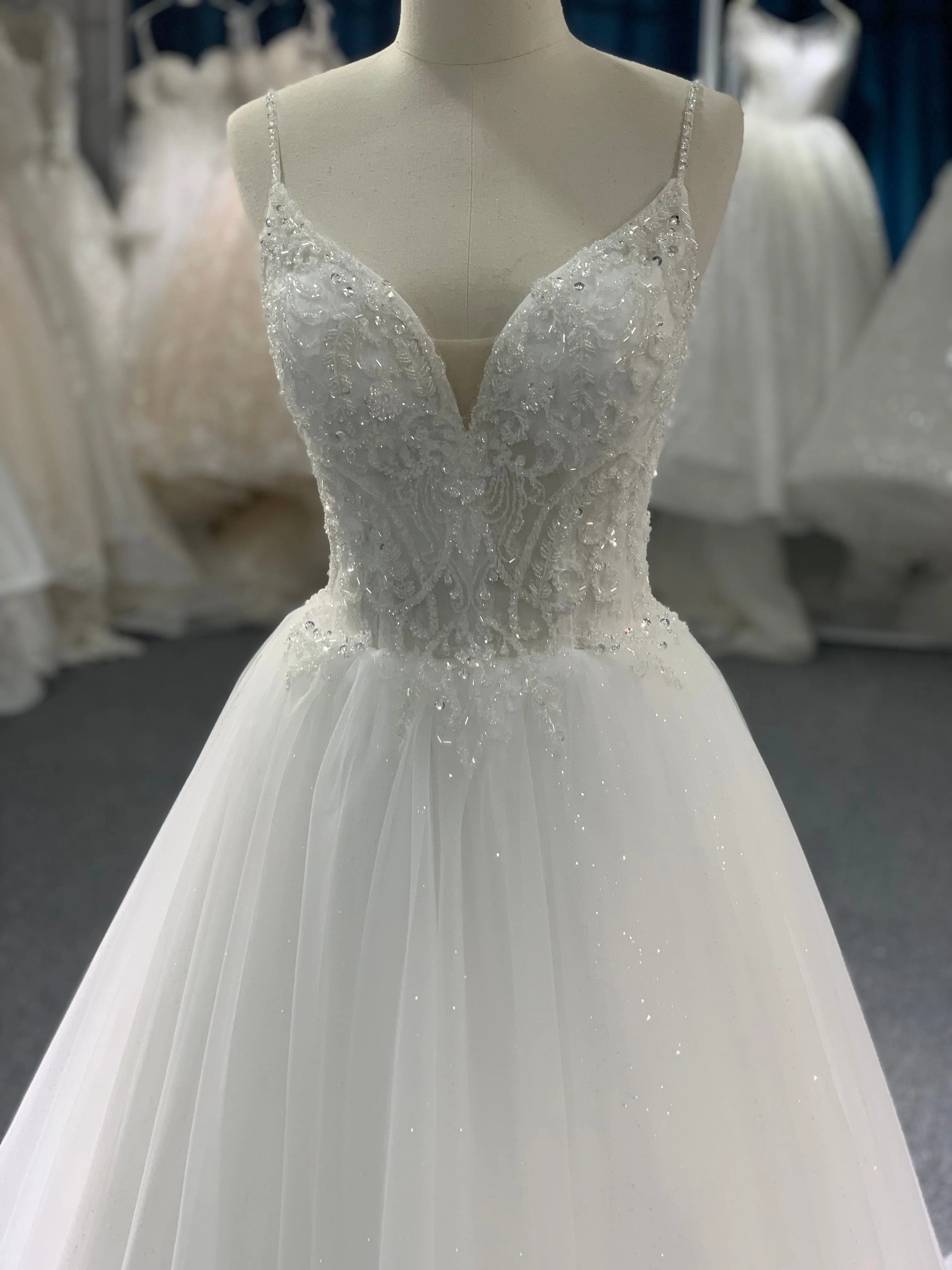 BYG lace up A line wedding dress