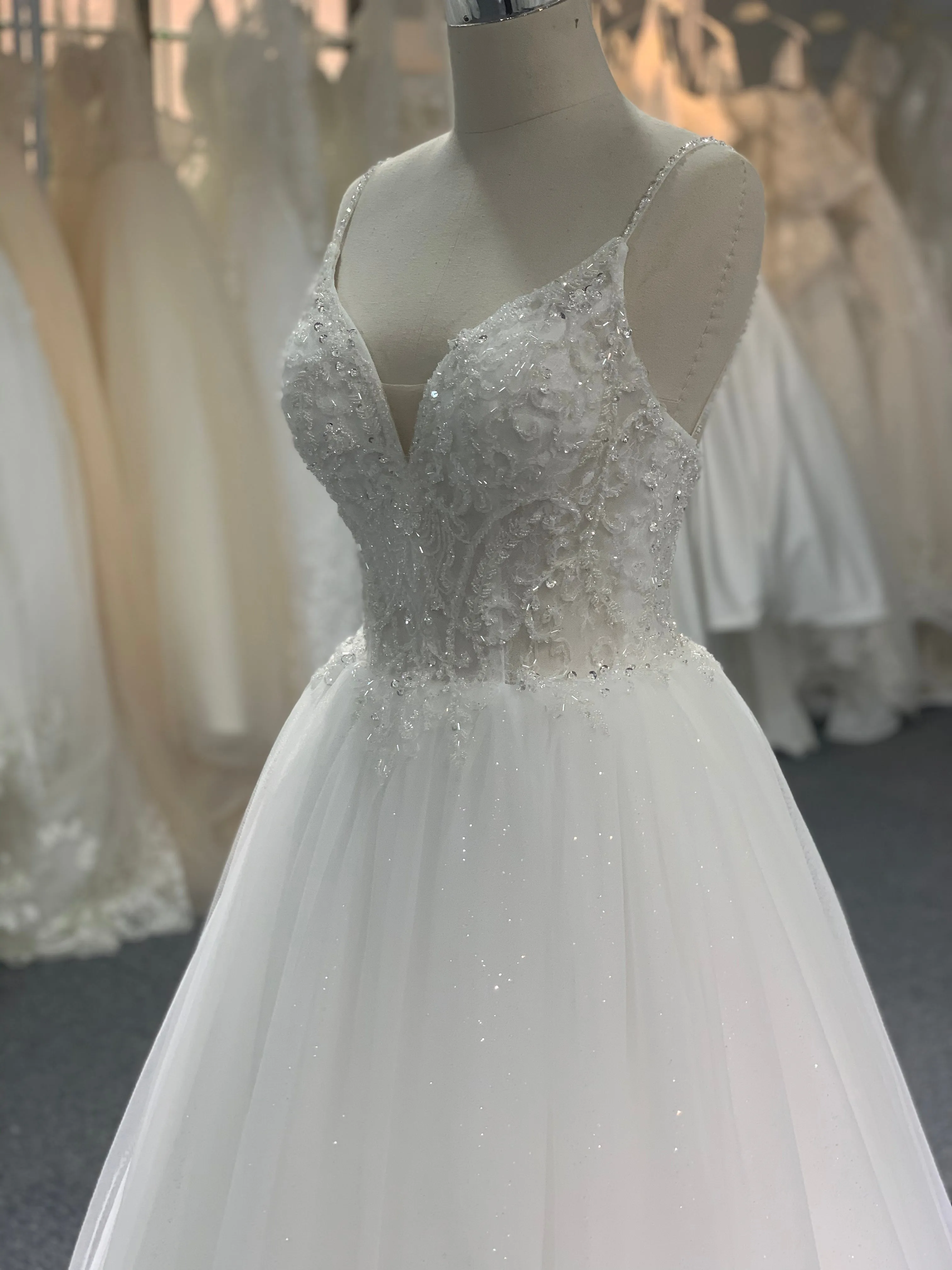 BYG lace up A line wedding dress