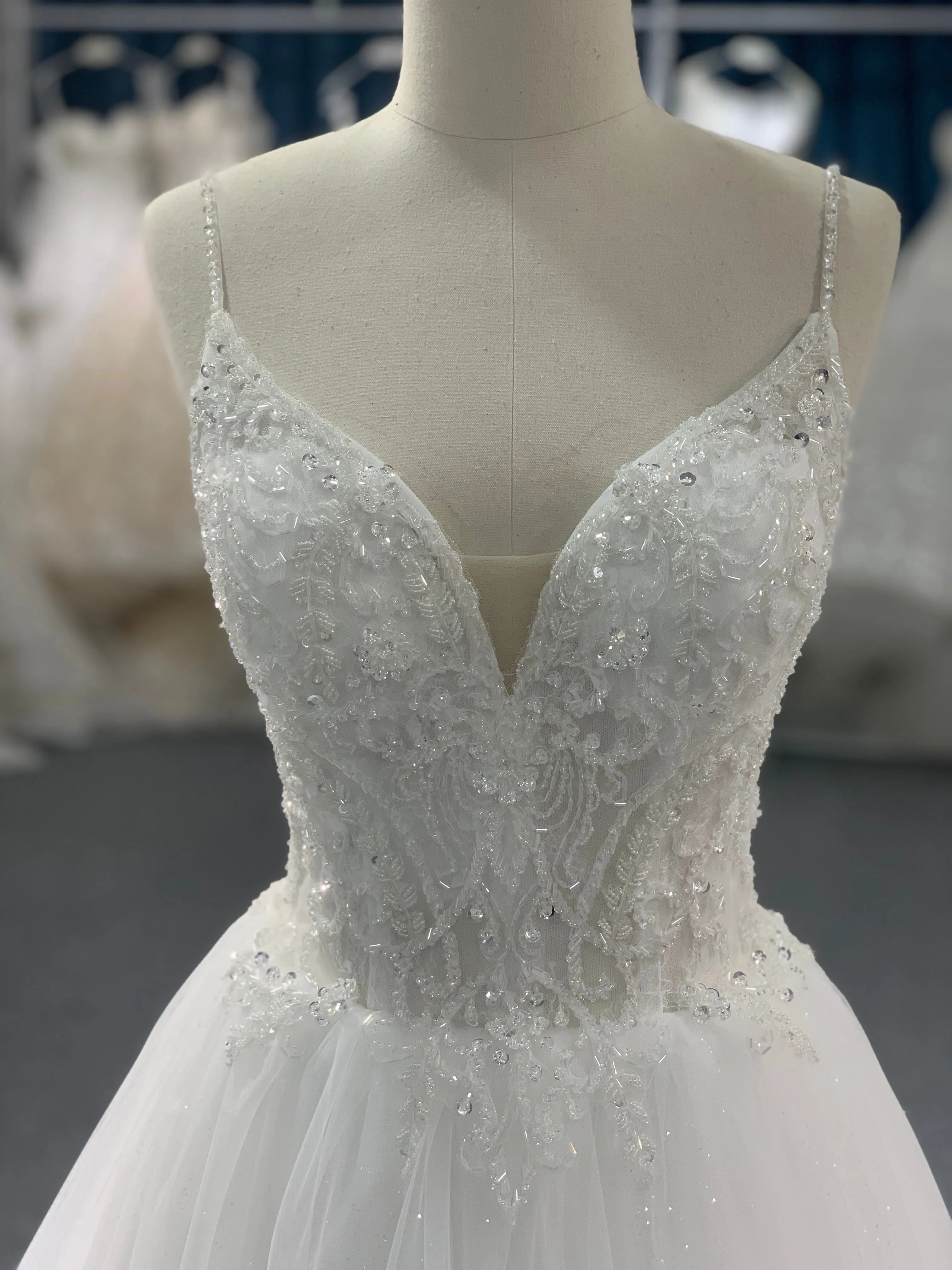 BYG lace up A line wedding dress