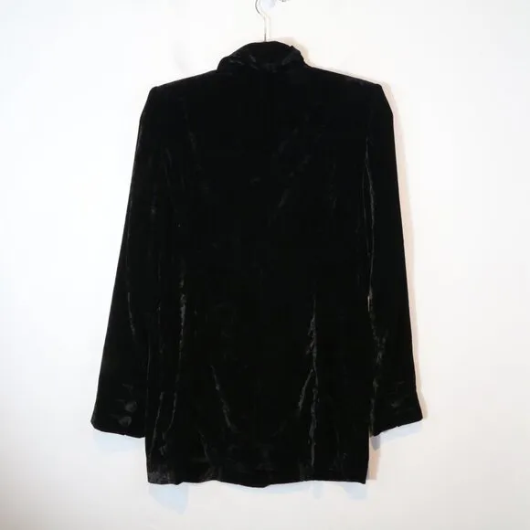 Cabi Hostess Jacket Womens Small Crushed Velvet Blazer Long Black Style 3661