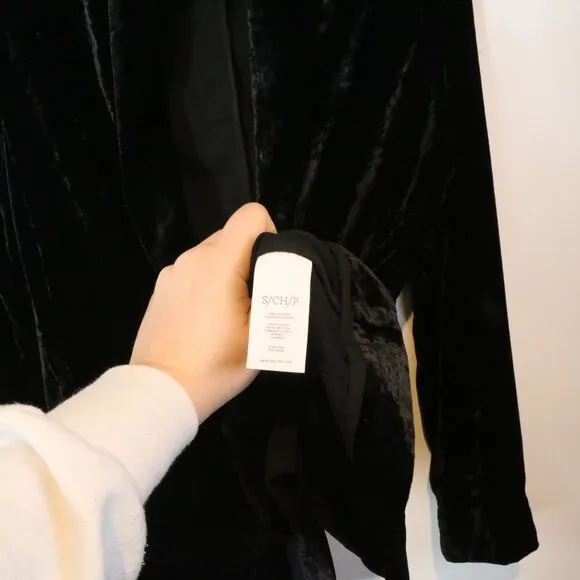 Cabi Hostess Jacket Womens Small Crushed Velvet Blazer Long Black Style 3661