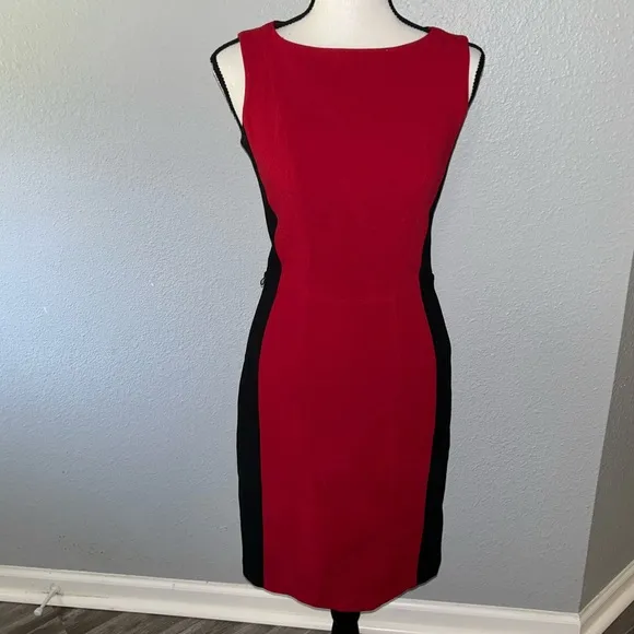 Cache Y2K Red &amp; Black Color Block Bodycon Dress Size 0