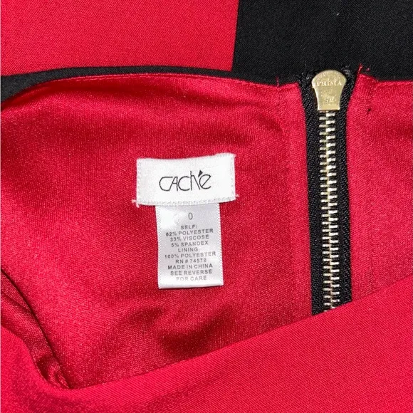 Cache Y2K Red &amp; Black Color Block Bodycon Dress Size 0