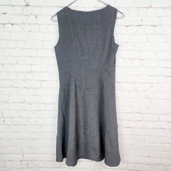 CALVIN KLEIN A Line Gray Business Career Sleeveless Midi Sheath Dress Size: 6