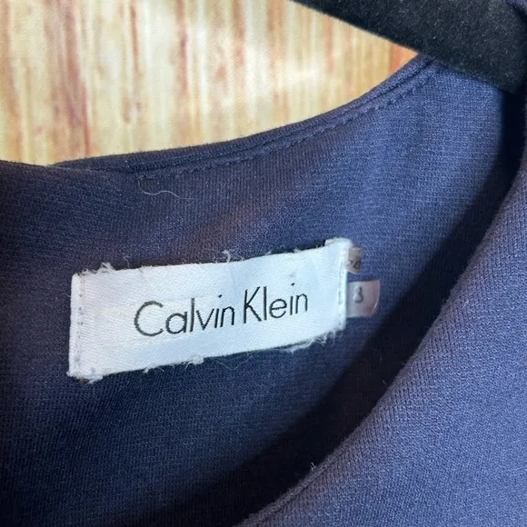 Calvin Klein Color Blocked Sheath Dress Size 8 Navy Taupe and Cream