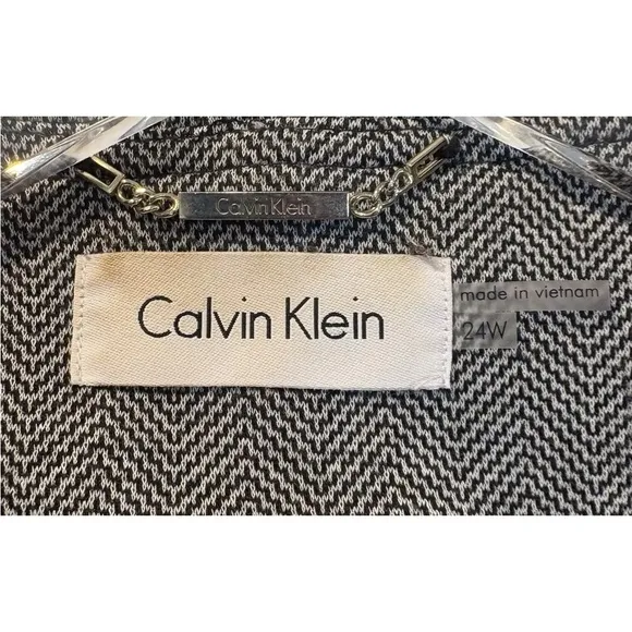 Calvin Klein Gray Cascade Ruffle Drape Open Front Blazer Jacket Womens 24W
