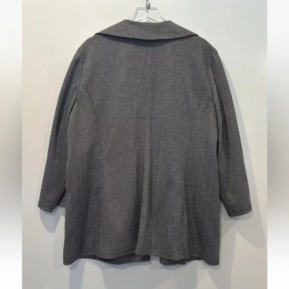 Calvin Klein Gray Cascade Ruffle Drape Open Front Blazer Jacket Womens 24W