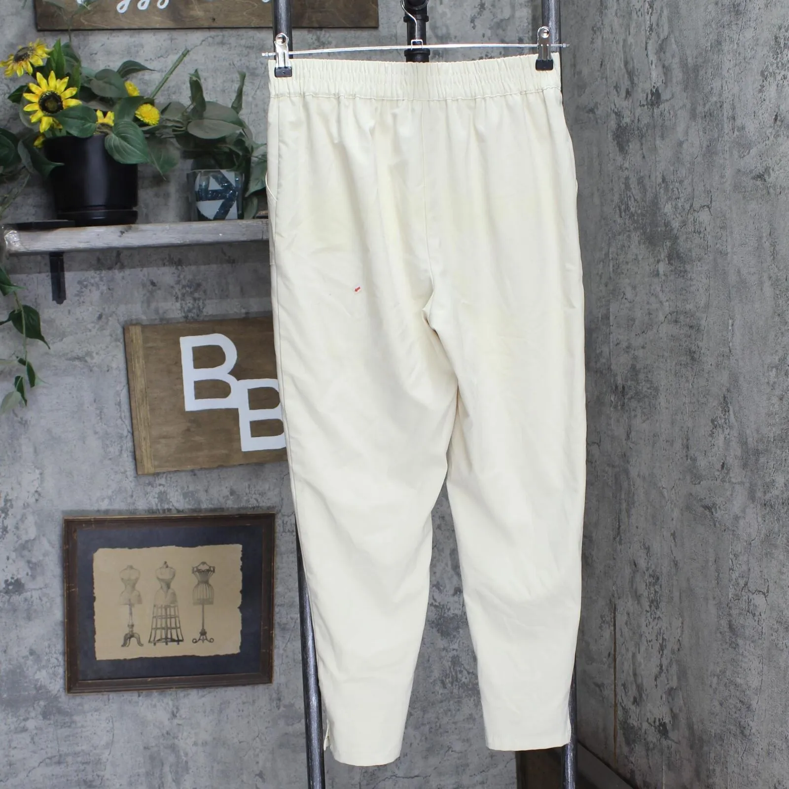 Calvin Klein Womens Elastic Waist Drawstring Straight Leg Pants Light Yellow S