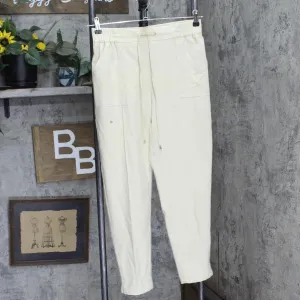 Calvin Klein Womens Elastic Waist Drawstring Straight Leg Pants Light Yellow S