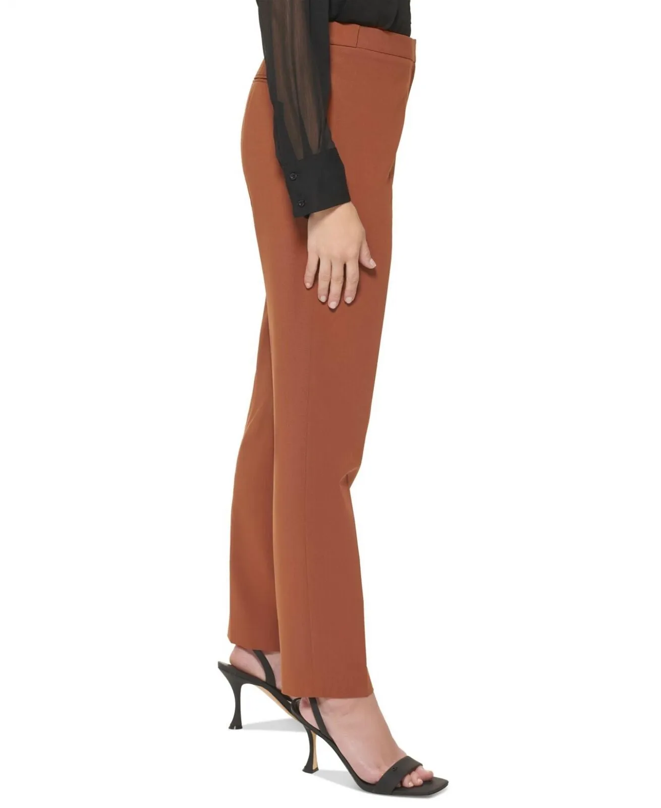 Calvin Klein Womens Petite Mid-Rise Straight-Leg Ankle Pants T27PL841
