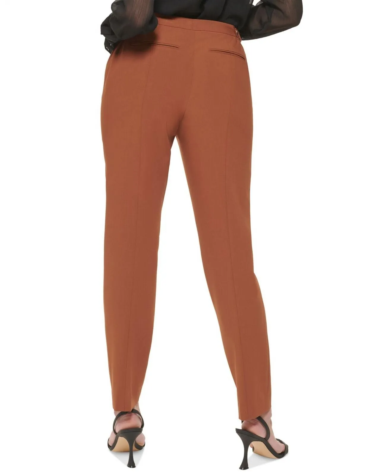 Calvin Klein Womens Petite Mid-Rise Straight-Leg Ankle Pants T27PL841