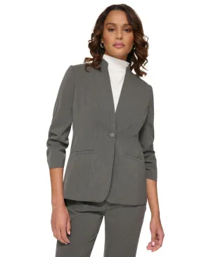 Calvin Klein Women's Pinstriped One-Button Blazer S37JS351