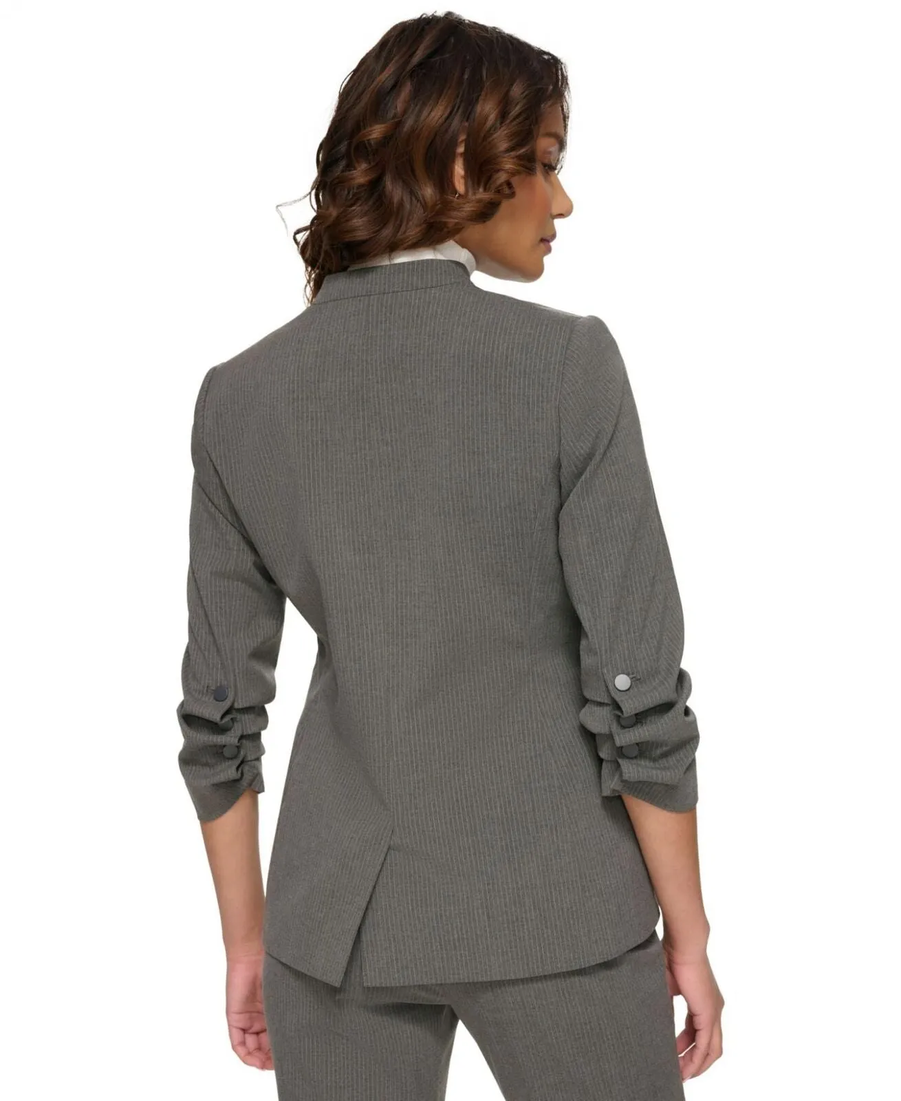 Calvin Klein Women's Pinstriped One-Button Blazer S37JS351