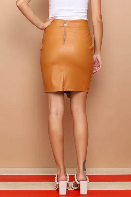 Camel Pleather Skirt
