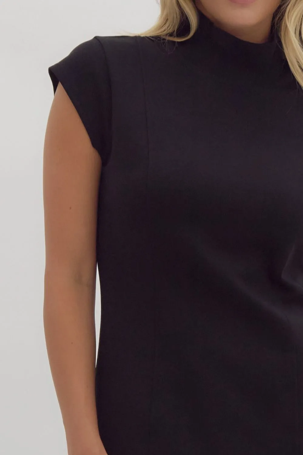Cap Sleeve Midi Dress {Black}