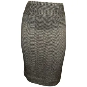 CARLISLE Black &amp; White Wool Herringbone Pencil Skirt Knee-Length Work Size 0