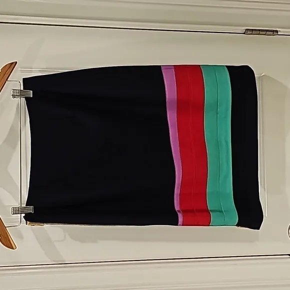Carlisle Black, Red, Green &amp; Purple Color Block Pencil Skirt - Size 2