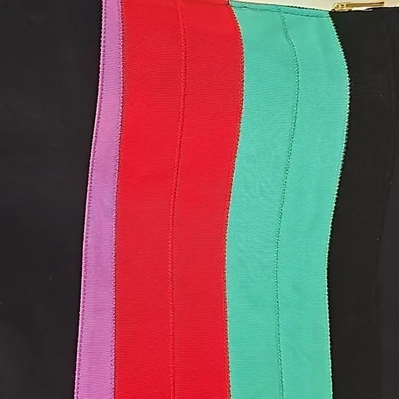 Carlisle Black, Red, Green &amp; Purple Color Block Pencil Skirt - Size 2